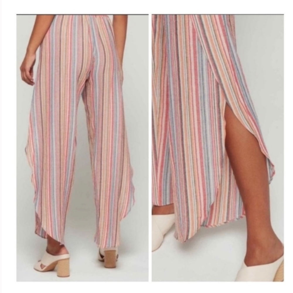 Anthropologie Pastel Striped Wide Leg Pants - Picture 2 of 7